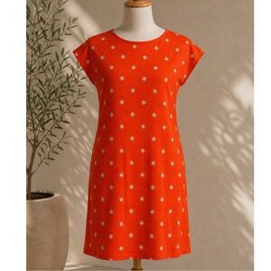 Boden Orange Gold Dot Print Cap Sleeve Tunic Dress UK 14 US 10